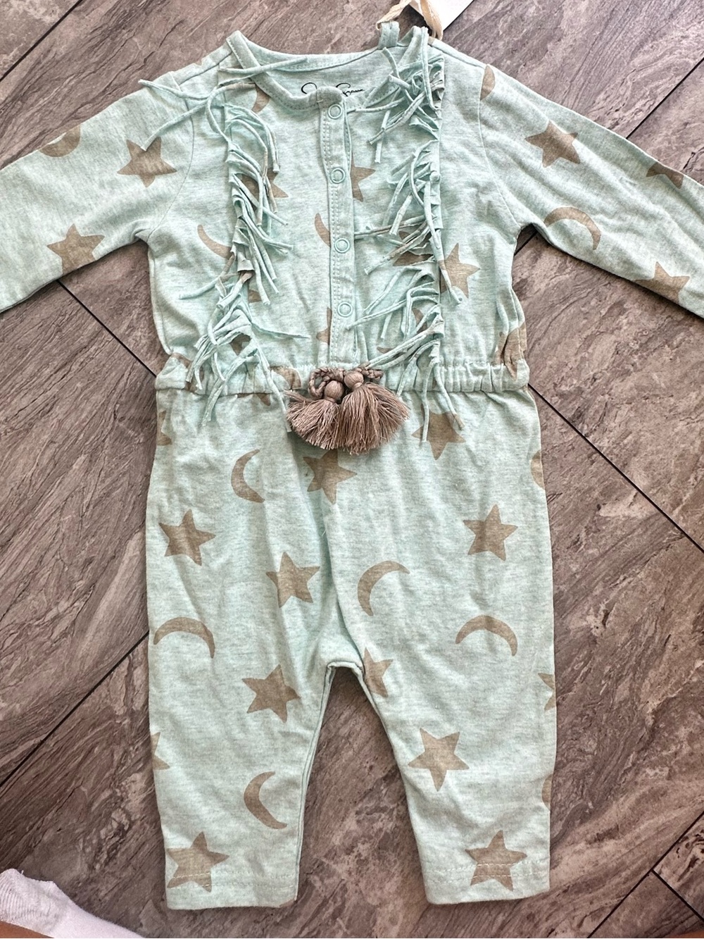 Jessica Simpson Mint Green‎ Baby Romper with Tassel Detail NWT 6/9 mos 0189
